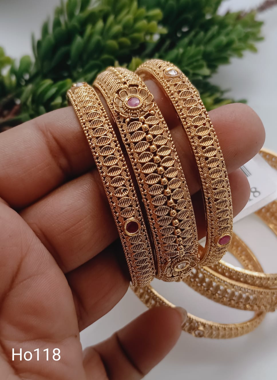 Fancy Gold Bangle Bracelets With Gemstones