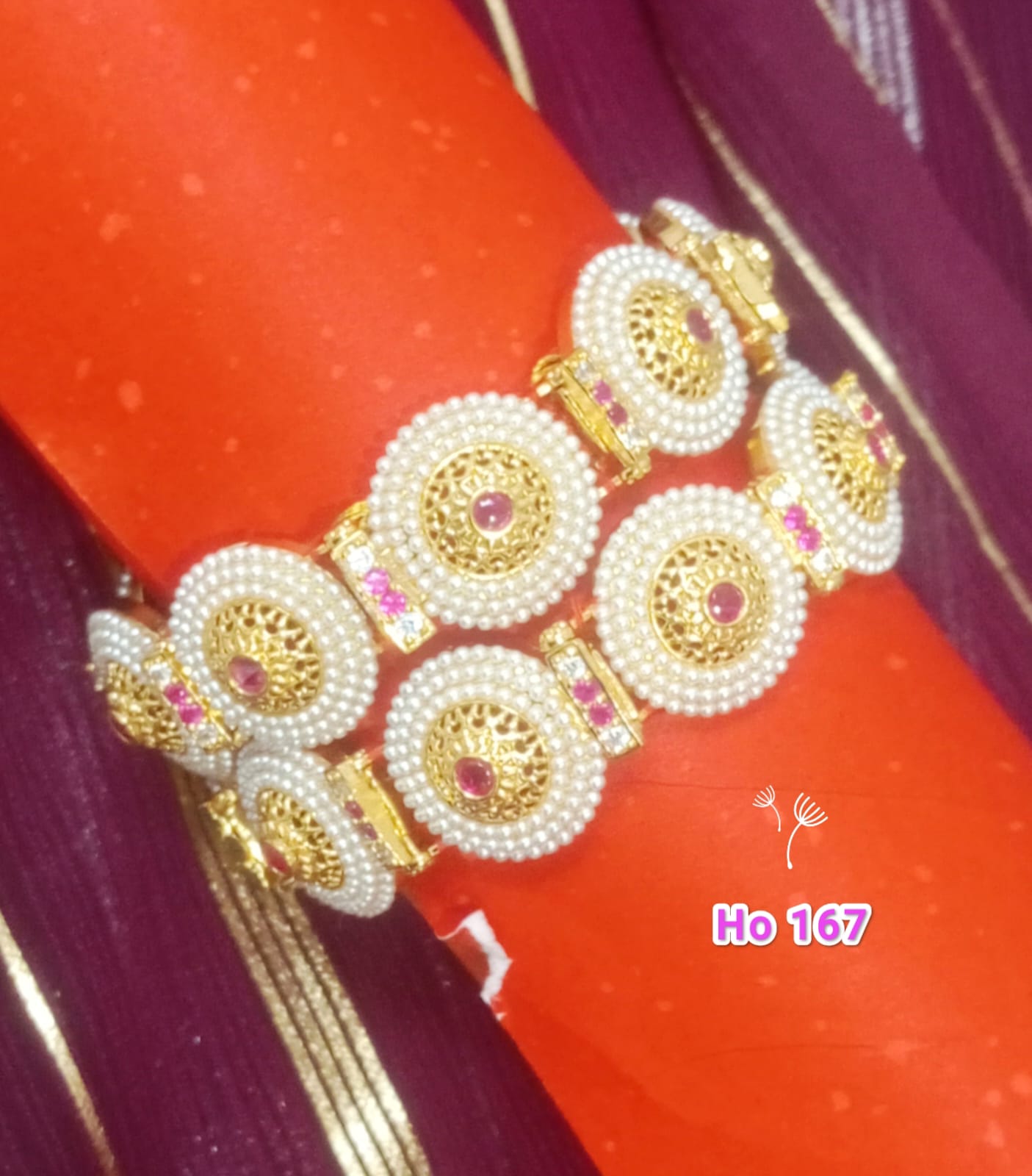 Jewelry Bracelet With Pearls Gold Accents And Gemstones