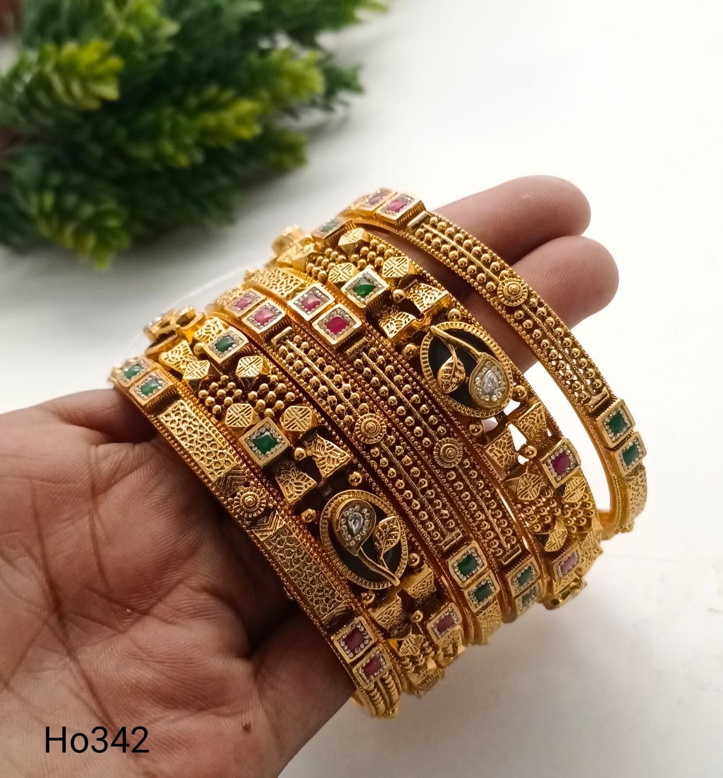 Traditional Gold Bracelets With Gemstones