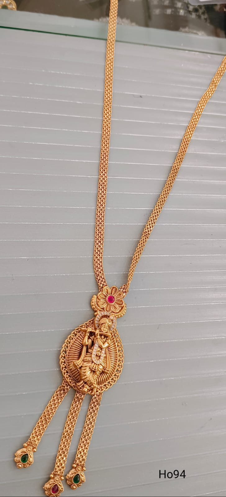 Hindu God Pendant Necklace With Gemstone Accents